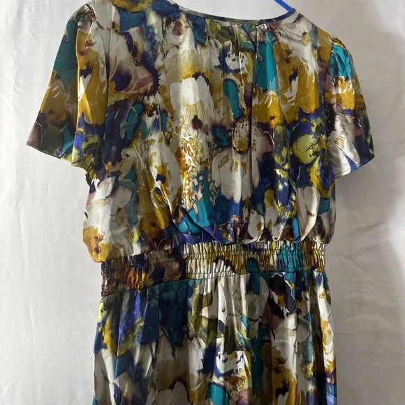 Nicole Miller Floral Maxi Dress in Blue, Teal & Gold - Picture 10 of 12
